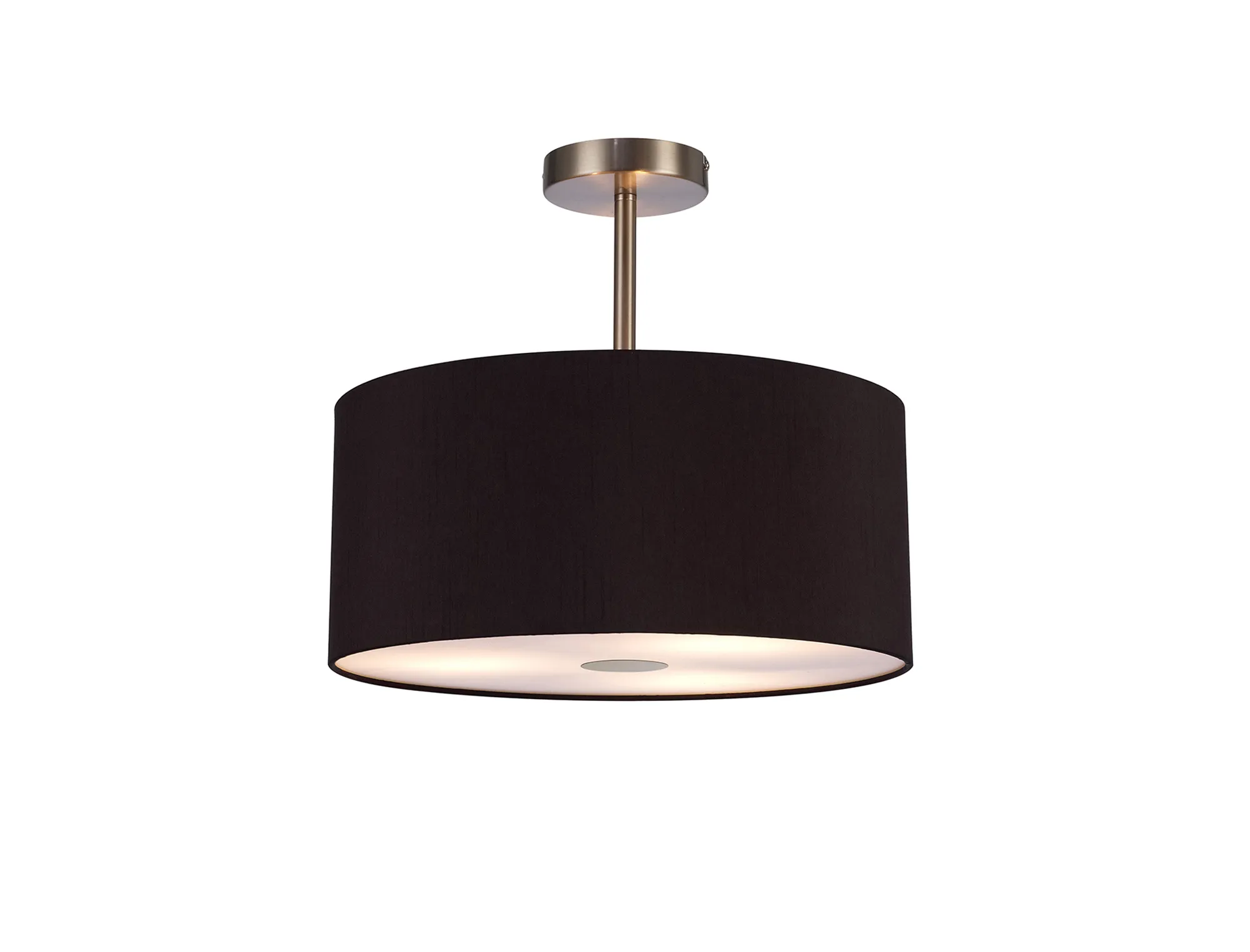 DK0421  Baymont 40cm Semi Flush 3 Light Satin Nickel, Midnight Black/Green Olive, Frosted Diffuser